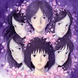 portrait, nightmare anomalies, petals by miyazaki, violet and pink and white palette, illustration, kenneth blom, mental alchemy, james jean, pablo amaringo, naudline pierre, contemporary art, hyper detailed