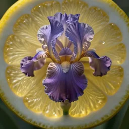 iris of an eye that looks like lemon slices, photography