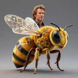 sculpt of ron perlman made of bees, photo, medium shot, high quality, 4 k,