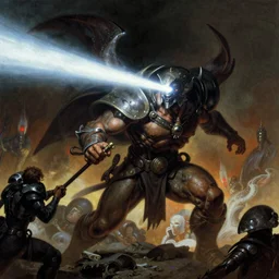 cyclops beam from eyes, by Frank Frazetta, Greg Rutkowski, Boris Vallejo, epic fantasy character art, Exquisite detail, post-processing, low angle, masterpiece, cinematic