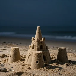 sand castle on beach dramatic lighting