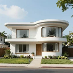 house exterior. style: retro futurism