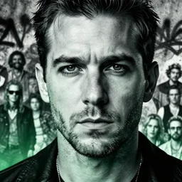 highly detailed closeup portrait of beautiful christian slater, stubble, old, as mr robot by atey ghailan, by greg rutkowski, by greg tocchini, by james gilleard, by joe fenton, by kaethe butcher, gradient green, black and white color scheme, grunge aesthetic!!! ( ( graffiti tag wall background ) )