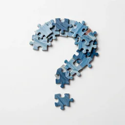 pile of puzzle pieces arranged in the shape of a ?, stock photo, desktop background, minimalist, trending on artstation
