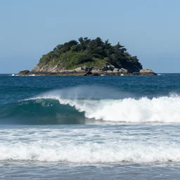 a tsunami wave approaching the shoreline of a small island by dan mumford
