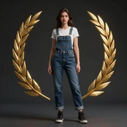 full body pose, hyperrealistic photograph of a beautiful girl, overalls, dim volumetric lighting, 8 k, octane beautifully detailed render, extremely hyper detailed, intricate, epic composition, cinematic lighting, masterpiece, trending on artstation, very very detailed, stunning, hdr, smooth, sharp focus, high resolution, award, winning photo, dslr, 5 0 mm