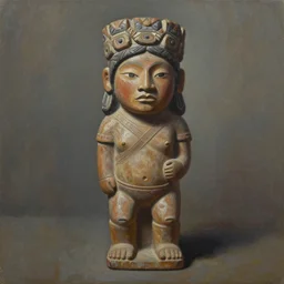 an infinitely detailed oil painting of a precolombine valdivia figurine by kuraya emi yume nikki inspired | atmospheric