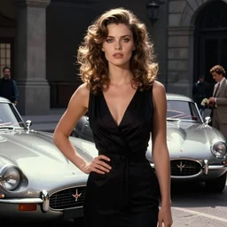 retro futurism, maserati tipo 1 5 1, jaguar e - type, cinematic 1 6 mm film, moebius and ralph mcquarrie film still, knight rider kitt