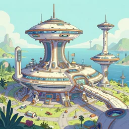 sci - fi fantasy ocean outpost and spaceport, vivid intricate vibrant elaborate pastel inks, background landscape environment illustration, brad rigney willian murai ilya repin dragan bibin pete mohrbacher, raymond swanlandy stephan matiniere.