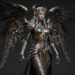 complex 3 d render hyper detailed ultra sharp of a beautiful ornate valkyrie angel of death, d & d, medieval dark fantasy, octane render, 8 k, hd, art by takeshi obata & satoshi kon & artgerm & billelis