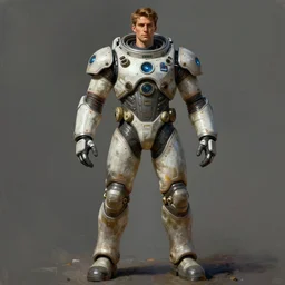 male, science fiction space suit, character sheet, concept art, stylized, large shoulders, large torso, long thin legs, exaggerated proportions, concept design