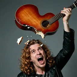 a guitar getting smashed over weird al’s head