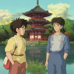 kanazawa in japan, in the style of studio ghibli, j. c. leyendecker, greg rutkowski, artgerm