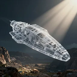 see - through schematics of a spaceship