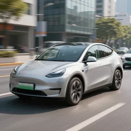a high-detailed picture of a driving autonomous car without people driving in a city, 8k, photo-realistic