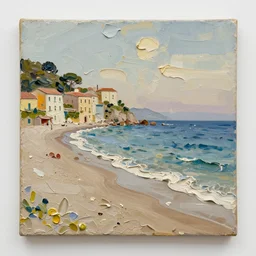 oil paint impasto reliefs, italian beach scene, an artwork by charles w. bartlett