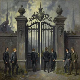 the gates gates of hell, oil painting, concept art by greg rutkowski and noah bradley and ash thorp and moebius and jean giraud and giger and beksinski