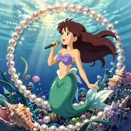 the little mermaid sings in the colorful ocean, kamakura scenery, the feeling of summer, pearls and shells, fantasy art by ferdinand knab, makoto shinkai and ilya kuvshinov, rossdraws, tom bagshaw, alphonse mucha, trending onstudio ghibli, radiant light, highly detailed