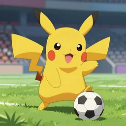 pikachu playing soccer, trending in artstation