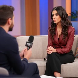 Mia Khalifa getting interviewed on a talk show