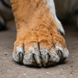 photography of a tiger paw with claws out
