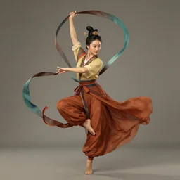 full body portrait of a dancer throwing silk belts, feet, barefoot, full body, tanned, vivacious, athletic, hanfu, chinese ribbon dance, wide ribbons, silk belt, wuxia, martial arts, ming dynasty, detailed, realistic face, anatomically accurate, fantasy illustration, deviantart, artstation, ghostblade, wlop.