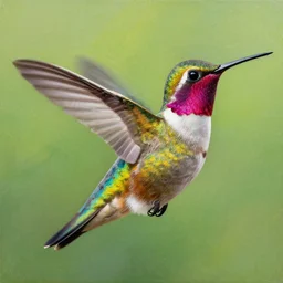 painting of a hummingbird, bright vibrant colors, ultra realistic, beautiful