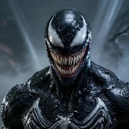 joker venom portrait, close up, futuristic sci-fi, alien fabric, venom costume, black slime, roots, chrome mask, beams of light, fog atmosphere, highly no detailed, atmospheric, dark aesthetics, artstation, octane rendering, ultra realistic, 8k