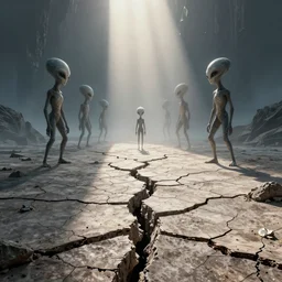 the world cracking while coming to an end being seen by aliens