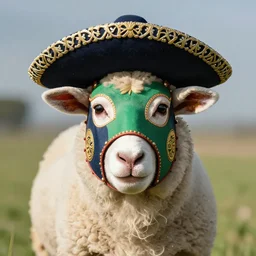 a sheep with a mexican luchador mask