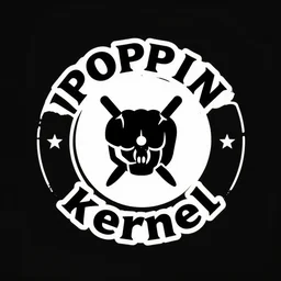 vector style logo for an anarchist collective called poppin kernel