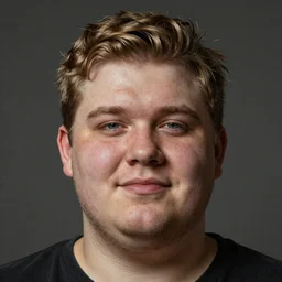 tall slightly fat man in his twenties with brown blond short quiff hair and round facial structure with cleft chin, straight eyebrows, slightly smiling, cheekbones, wider face, shadow of beard, atmospheric lighting, painted, intricate, 4 k, highly detailed by charlie bowater