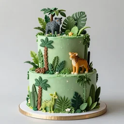 a jungle on a cake, hyper realistic, ultra detailed, fantasy art, elegant, beautiful,
