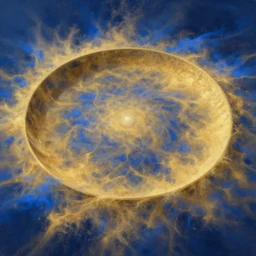 highly detailed portrait of a semicircular bounded space surrounded by golden and blue magic powder, ultra wide angle, finer details : 3, by ian fisher and greg rutkowski - adolphe bouguereau trending on artstation, concept art, smooth, sharp focus, illustration.