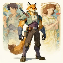 character concept art, science fiction, masculine lynx - headed engineer, studio ghibli, pixar and disney animation, sharp, disney concept art watercolor illustration by mandy jurgens and alphonse mucha and alena aenami, pastel color palette, dramatic lighting, highly detailed