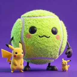 high quality 3 d render cyberpunk very tennis ball monster highly detailed, unreal engine cinematic smooth, in the style of blade runner & detective pikachu, basil gogos, purple light, low angle, uhd 8 k, sharp focus, illustrated by basil gogos