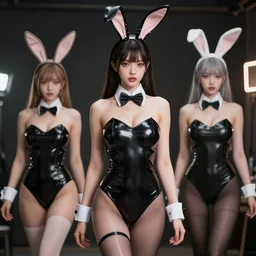 anime digital fit young woman in stylized bunny suit ruan jia, craig mullins, sakimi, ilya kuvshinov, best selling expert art, global illumination volumetric lighting, realistic shading, highly detailed