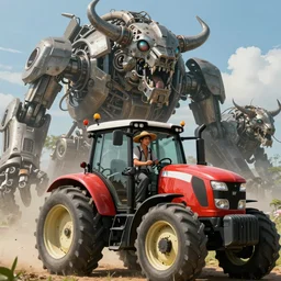 an intricate concept art, fantasy, man with strawhat in a tractor, a large mechanical biomes, megafauna, low - angle, close up shot, ultra photorealistic, ultra sharp, artstation, cgsociety, masterpiece, anime colors, by ivan talavera, by wlop, octane render, 8 k