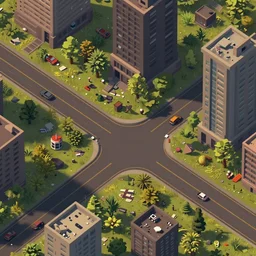 a stylized 2 d cinematic keyframe of a post - apocalyptic city covered by nature roads seen from above debris, abandoned, joy gaze, cel - shaded, edge - to - edge print, rule of thirds, golden ratio, ambient lighting, trending on artstation, octane render, unreal engine