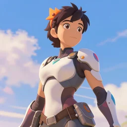 a wholesome animation key shot of zarya from overwatch, close up, studio ghibli, pixar and disney animation, sharp, rendered in unreal engine 5, clear sky, anime key art by greg rutkowski, bloom, dramatic lighting