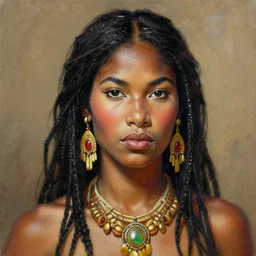 painting of a gorgeous amazon queen portrait greg hildebrandt high detail