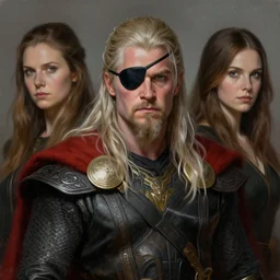 concept art portrait painting of odin - the king of the aesir gods with eye patch by james gurney and alix branwyn and leesha hannigan, trending on artstation, detailed