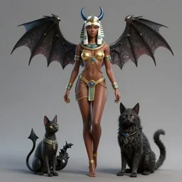 full length complex 3 d hyper realistic smooth ultra sharp render of a gorgeous light skinned african woman with white hair | bikini, chains | demoness, succubus, witch, egyptian goddess, neko | medieval, fantasy, d & d, unholy | intricate, highly detailed, octane render, photorealistic | art by 吵 集 仁 儿 on artstation + oh jinwook + sakimichan