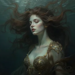 heavenly goddess of coffee portrait of a seductive siren dreaming in underwater murky light, wind blown hair! dark fantasy esoteric, closeup, d & d, fantasy, intricate, elegant, highly detailed, digital painting, artstation, concept art, matte, sharp focus, illustration, art by artgerm and tom bagshaw and greg rutkowski and alphonse mucha