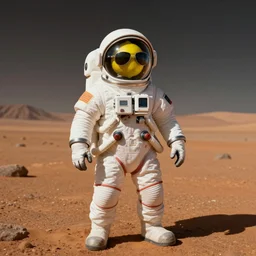 a lemon wearing a spacesuit and sunglasses in mars, autochrome, atmospheric, 4K, trending on artstation