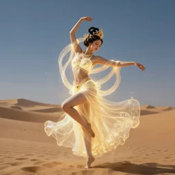 a goddess dancing in the desert, glowing, fantasy, intricate and very beautiful and elegant, highly detailed, digital painting, artstation, concept art, smooth and sharp focus, illustration, art by tan zi and ayanamikodon and alphonse mucha and wlop