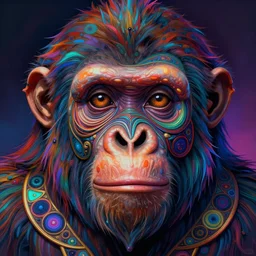 An extremely psychedelic experience, colorful, surreal, dramatic lighting, ape, LSD, face, detailed, intricate, elegant, highly detailed, digital painting, artstation, concept art, smooth, sharp focus, illustration, art by Sam Spratt, Dan Mumford, Artem Demura and Alphonse Mucha