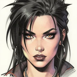 portrait of a badass punk girl, comicbook art, perfect eyes, shadows, pencilled, great colors, masterpiece, high coherence, art by mike mignola