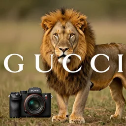 sony a 7 s studio photo of lion - man gucci ad