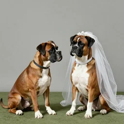 two boxer dogs getting married, Norman Rockwell